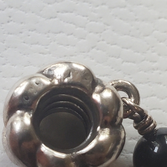 Pandora Sterling sterling Silver Black Onyx Dangle Charm   Retired - Picture 7 of 7